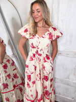 Load image into Gallery viewer, At The Right Time Ivory Floral Midi Dress
