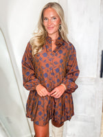 Load image into Gallery viewer, All For You Chestnut Floral Bubble Mini Dress
