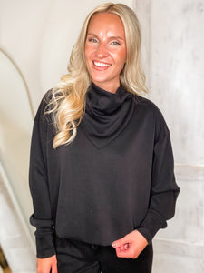 Set The Tone Black Modal Pullover & Jogger Pant Set