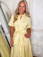 Load image into Gallery viewer, Out To Lunch Lemon Midi Dress

