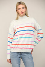 Load image into Gallery viewer, Cutest Thing Multi Stripe Mock Neck Sweater
