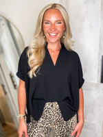 Load image into Gallery viewer, Just Fine Black Tunic Blouse
