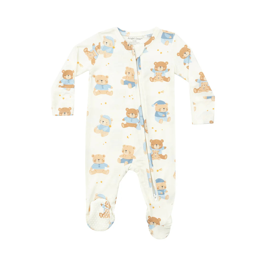 Angel Dear Teddy Bears Blue 2 Way Zipper Footie