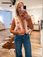 Load image into Gallery viewer, Leaving Soon Ecru Multi Floral Corduroy Vest
