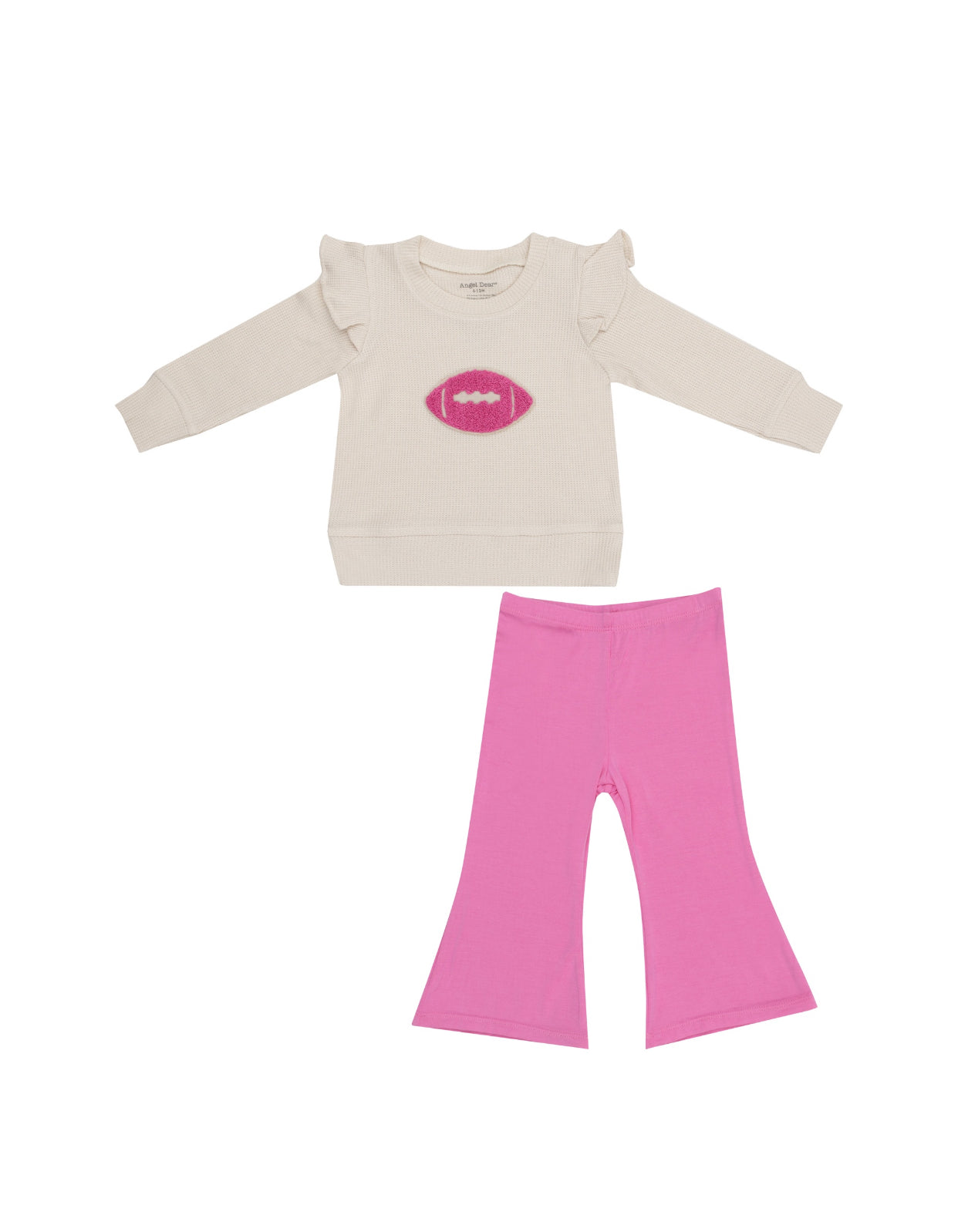 Angel Dear Footballs Waffle Ruffle Sweatshirt & Pink Bamboo Baby Bells