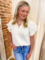 Load image into Gallery viewer, First Impressions Ivory Textured Blouse
