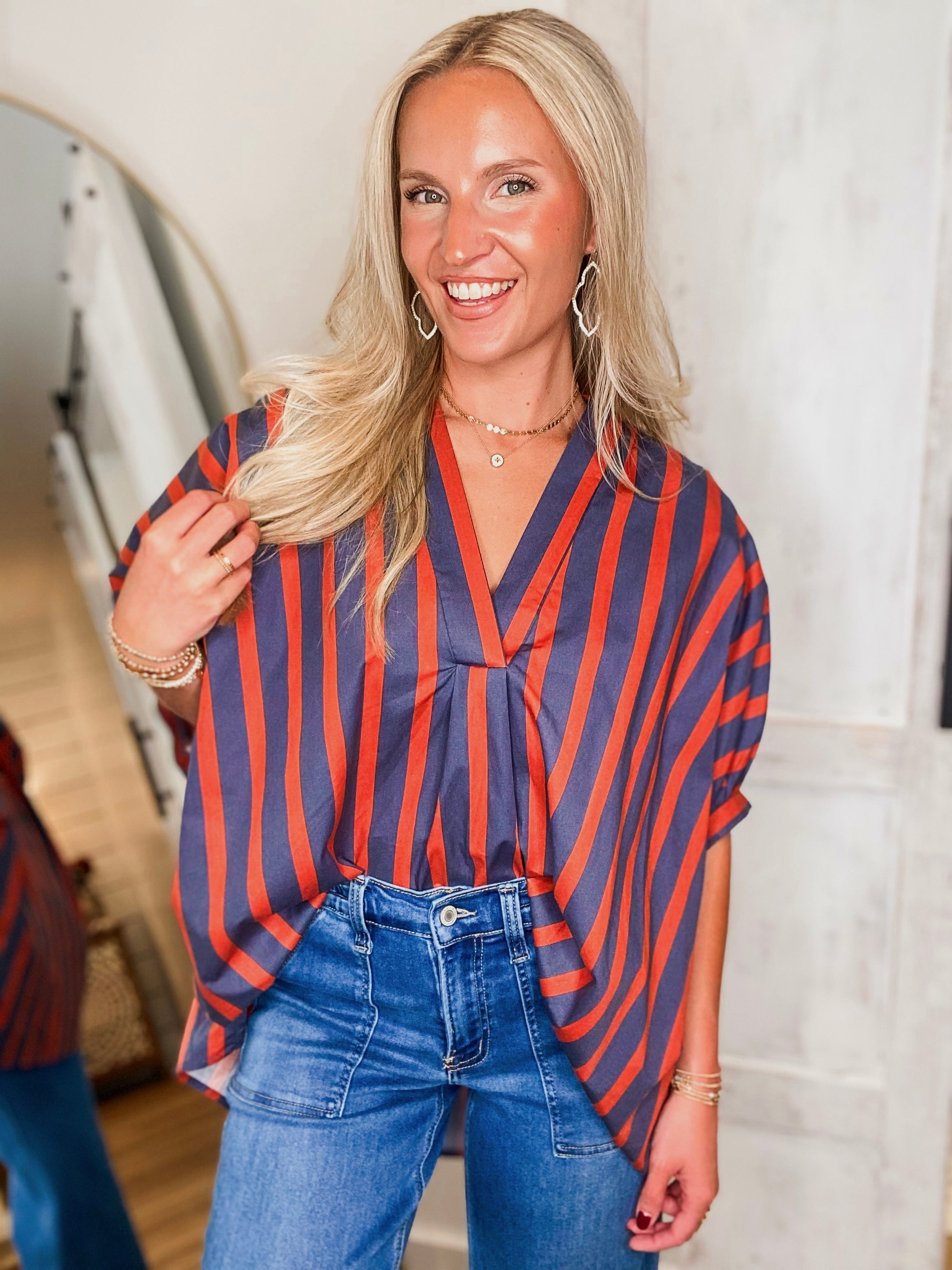 Good Times Rust & Navy Oversized Blouse