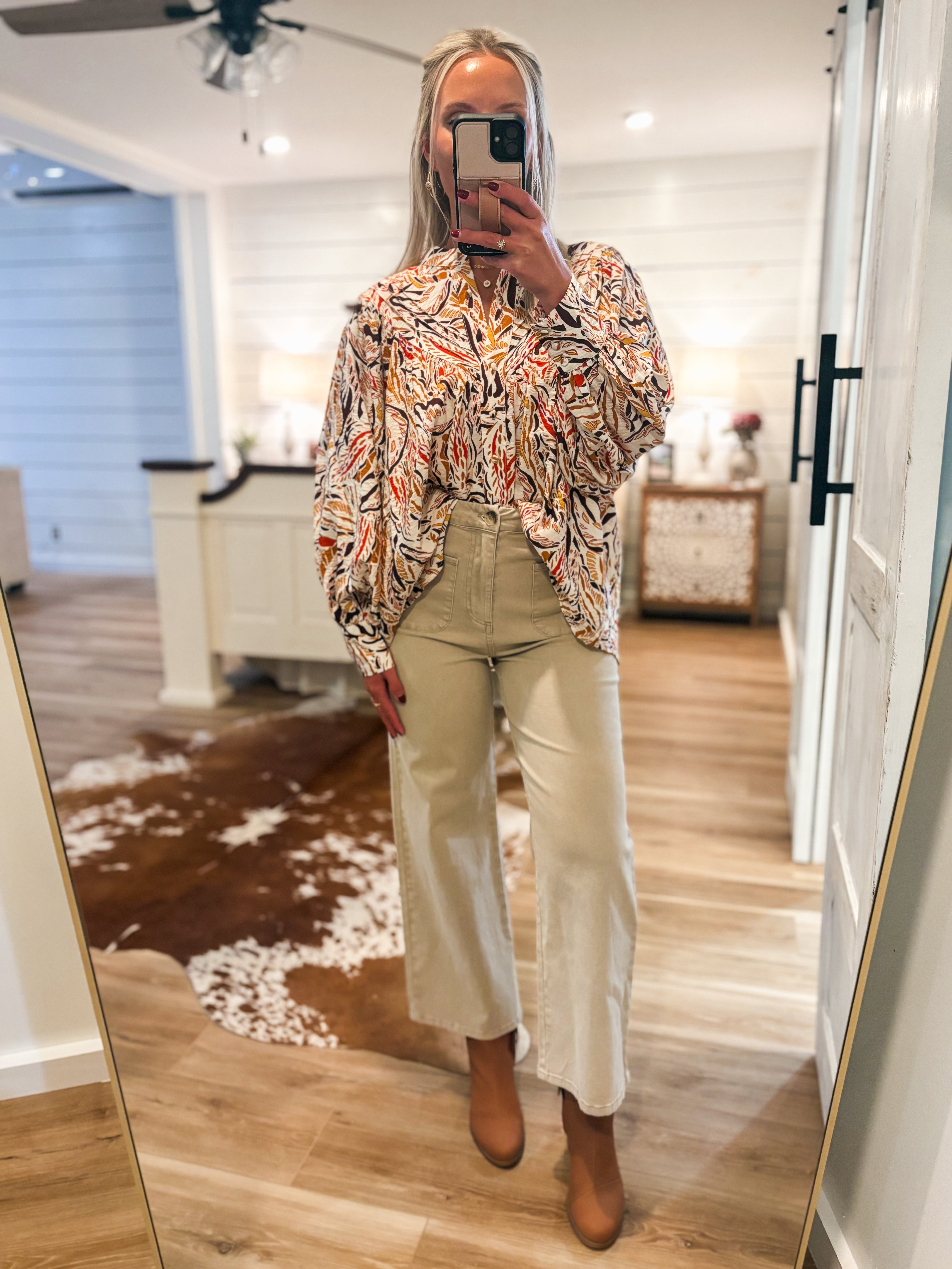 Strong Will Brown/Mustard Printed Blouse