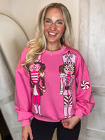 Load image into Gallery viewer, Sequin Nutcracker Pink Simply Southern Sweatshirt
