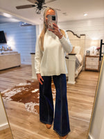 Load image into Gallery viewer, Waiting For Answers Ivory Mock Neck FATE Sweater
