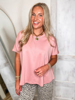 Load image into Gallery viewer, Falling Back Rose Luxe Knit Tee
