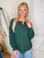 Load image into Gallery viewer, Gonna Stay Hunter Green Henley Top
