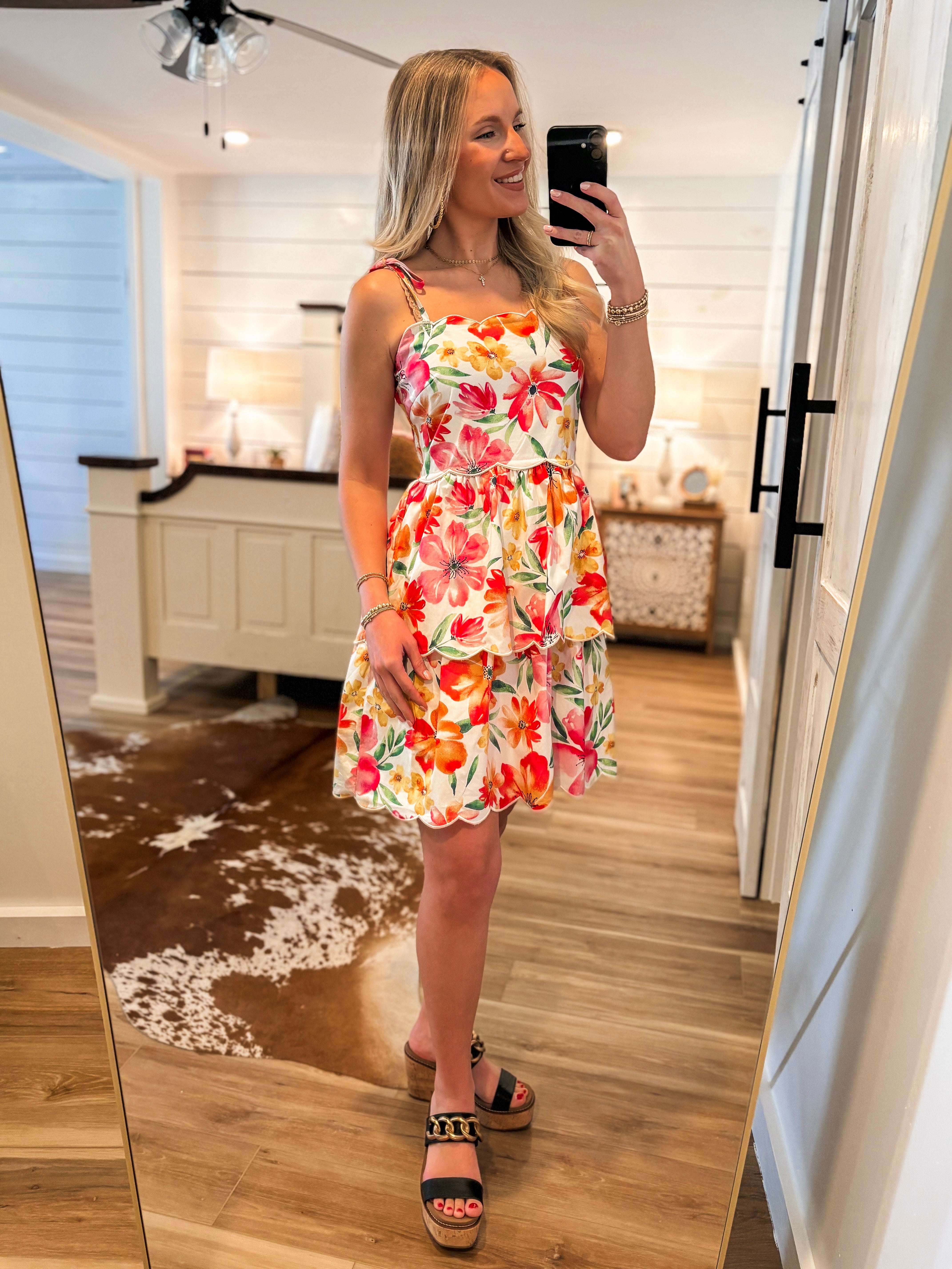 Keeping Promises Ivory Floral Mini Dress