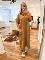 Load image into Gallery viewer, Camel Polo Midi Dress
