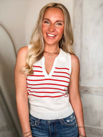 Load image into Gallery viewer, High Hopes Red Stripe Polo Tank
