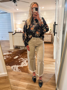 Today's Plan Black Floral L/S Blouse