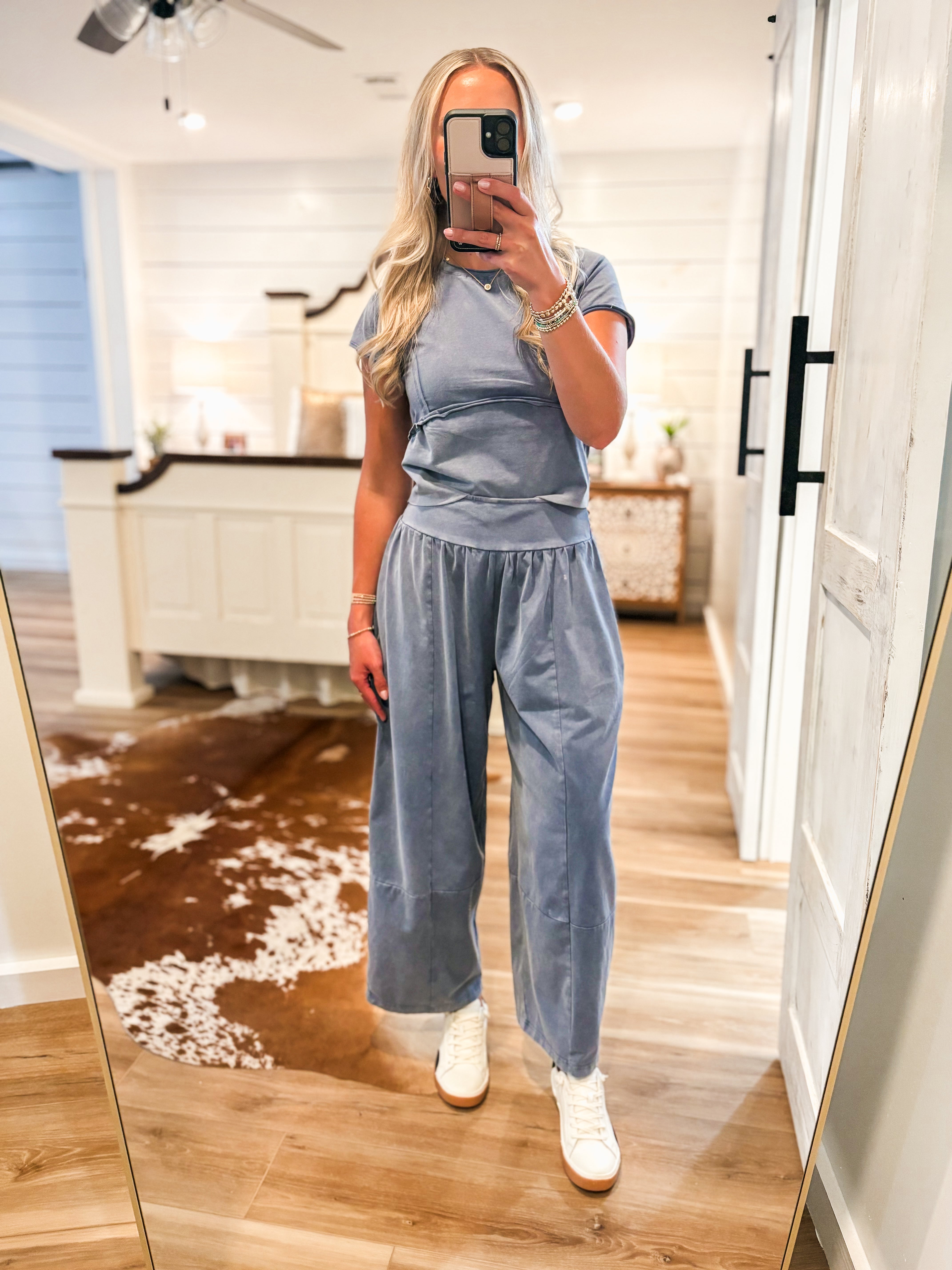 Laying Back Denim Blue Wash Wide Leg Pant