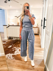 Laying Back Denim Blue Wash Wide Leg Pant