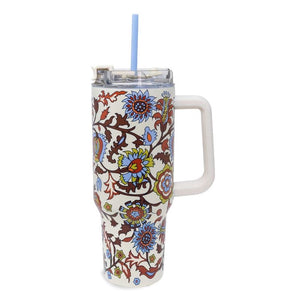 Vera Bradley Cream Marrakesh Vines 40 oz Stainless Steel Tumbler