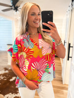 Load image into Gallery viewer, Dance With Me Pink Multi Floral Adrienne Blouse
