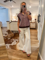 Load image into Gallery viewer, Enough For Me Brown/Pink Stripe S/S Sweater
