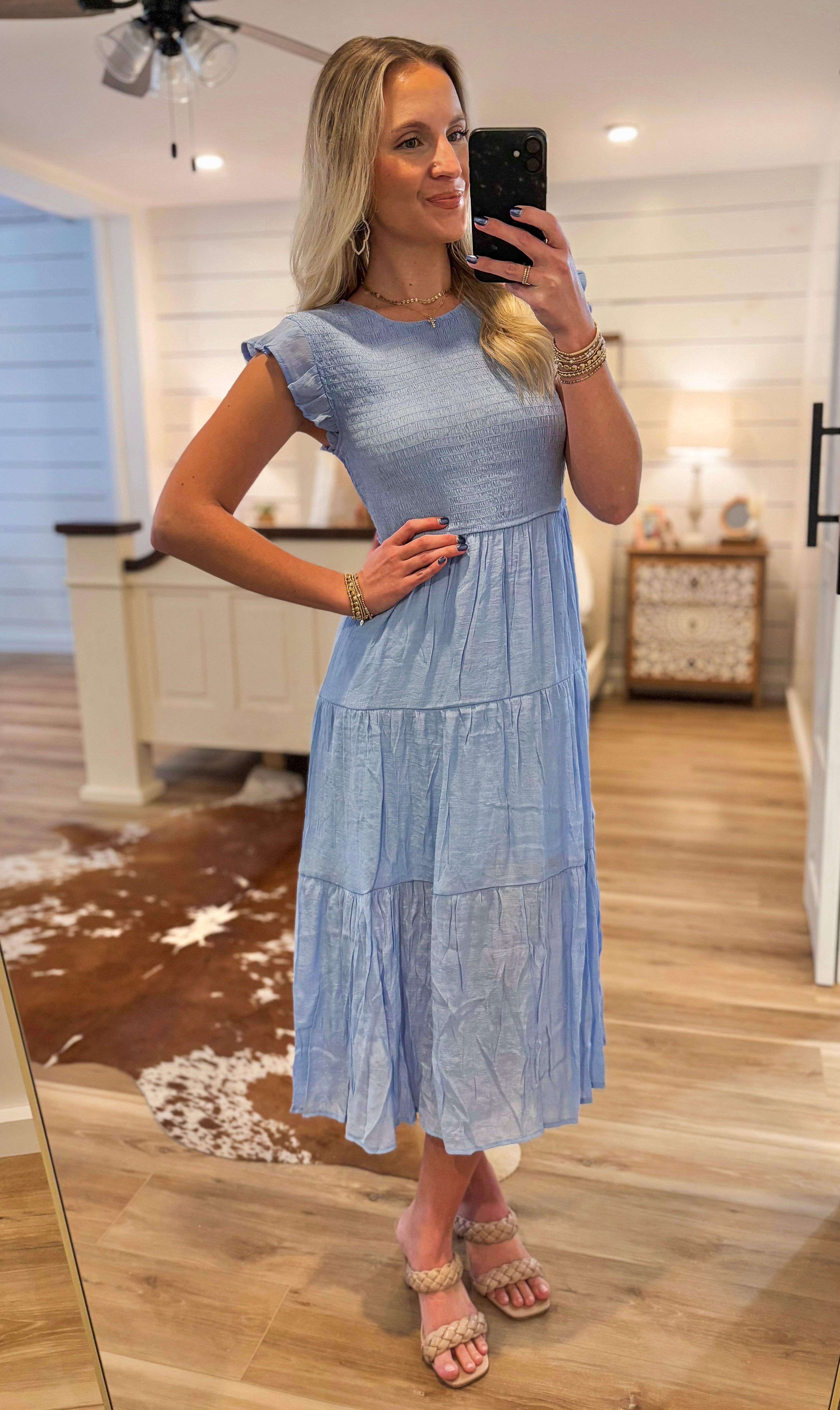 Passing Notes Periwinkle Midi Dress