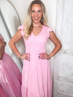 Load image into Gallery viewer, Precious Memory Pastel Pink Midi Dress
