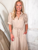Load image into Gallery viewer, Know My Name Taupe Midi Dress
