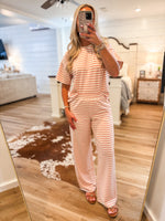 Load image into Gallery viewer, Out Today Pink Stripe Tee &amp; Lounge Pant Set
