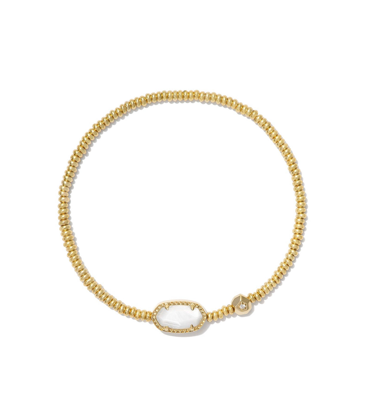 Grayson White Mother of Pearl Pendant Gold Stretch Bracelet