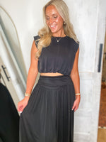 Load image into Gallery viewer, Reminding You Black Balloon Top &amp; Maxi Skirt

