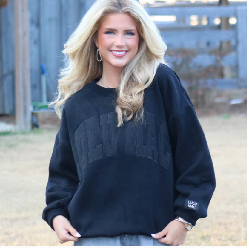 Lulu Mac Black Stitch Monogram Sweatshirt