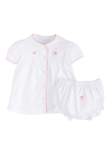 Little English Baby Girl Pinpoint Layette Knit Set - Bow
