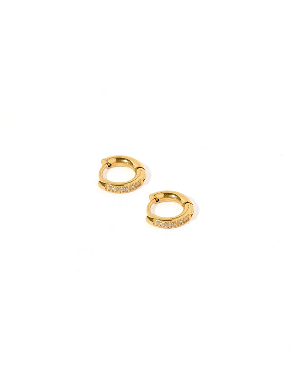 Linny Co Huggie Earrings - Scarlett Hoop Gold 8mm CZ