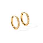 Load image into Gallery viewer, Linny Co Huggie Earrings - Scarlett Hoop Gold 12mm CZ
