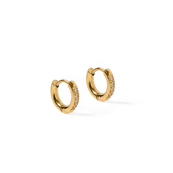 Linny Co Huggie Earrings - Scarlett Hoop Gold 8mm CZ