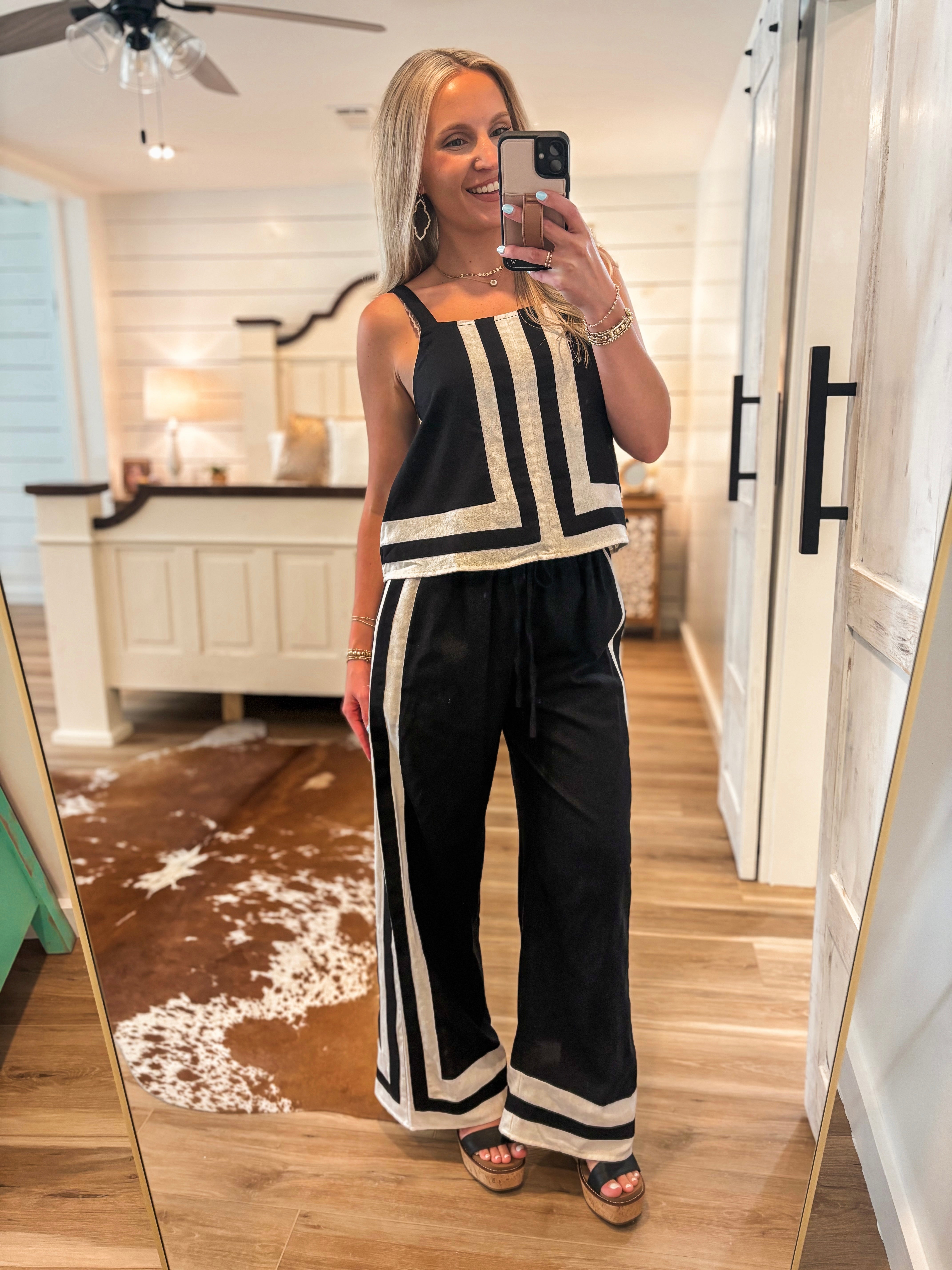 Summer Reservation Black Tank & Palazzo Pant Set