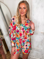 Load image into Gallery viewer, Taking It In Floral Pastel Button Down &amp; Shorts Set
