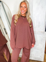 Load image into Gallery viewer, Heading Out Brown/Pink Stripe L/S Top
