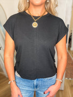 Load image into Gallery viewer, Black Capped Short Sleeve Tee
