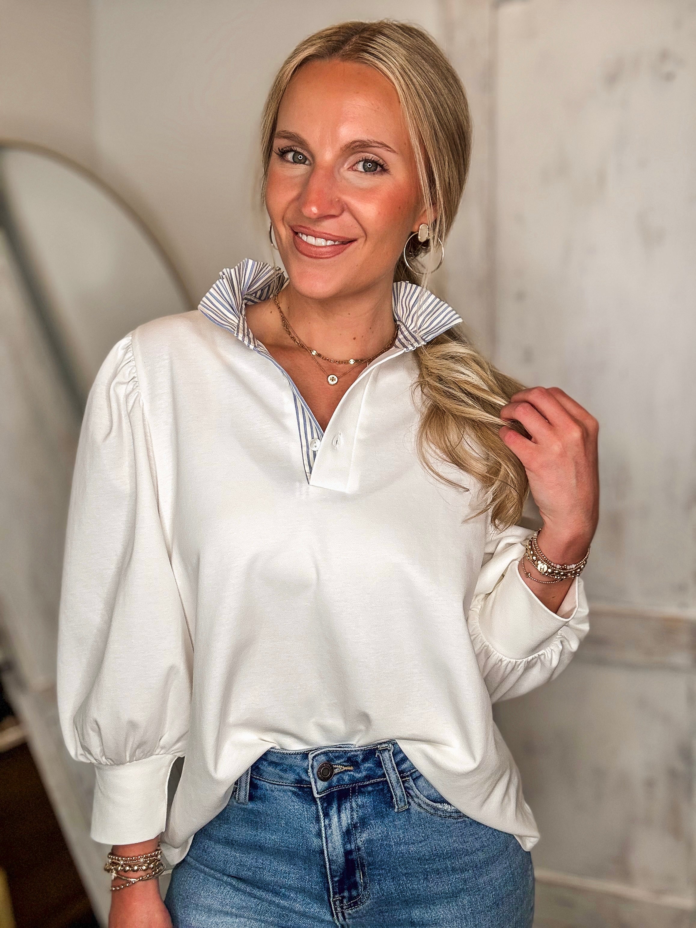 Truthful Reason White Contrast Blouse