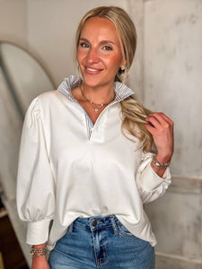 Truthful Reason White Contrast Blouse