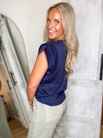 Load image into Gallery viewer, Reaching For Navy Luxe Knit Top
