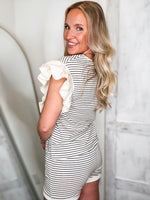 Load image into Gallery viewer, Looking For Less Black Striped Blouse &amp; Shorts Set
