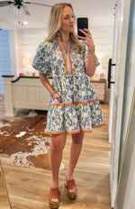 Load image into Gallery viewer, See You Smile Floral Periwinkle Poplin Mini Dress

