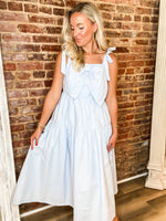 Load image into Gallery viewer, At An Event Baby Blue Bow Midi Dress
