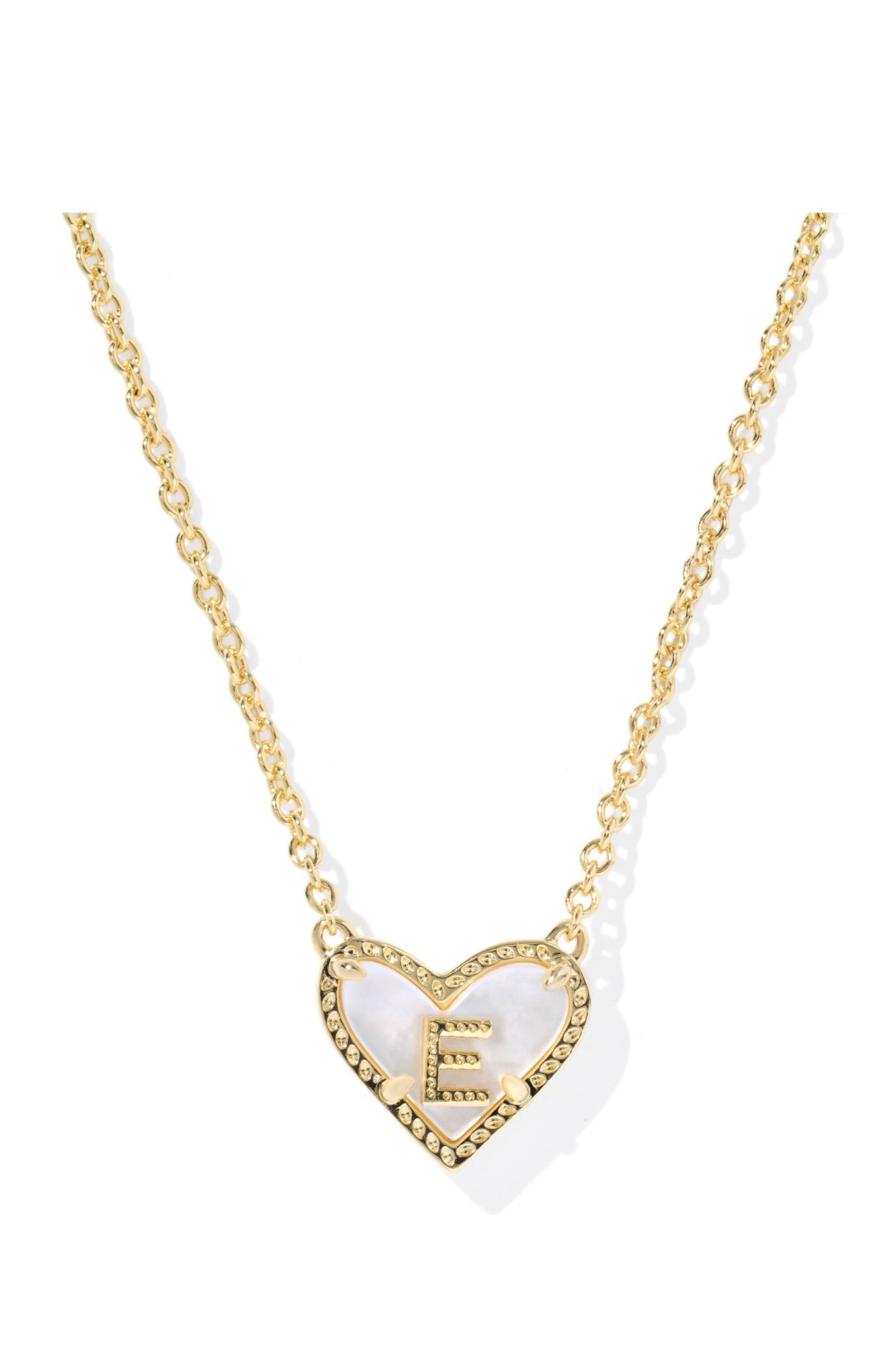 Heart Letter E Gold Short Pendant Necklace
