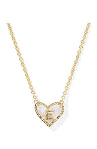 Heart Letter E Gold Short Pendant Necklace