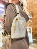 Load image into Gallery viewer, Fern Sling Taupe Pebbled Leather Hobo Belt Bag
