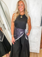 Load image into Gallery viewer, Sweet Style Black Bubble Midi Dress

